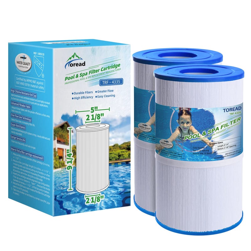 TOREAD Replacement for Spa Filter PRB35-IN, Unicel C-4335, Guardian 409-219, Filbur FC-2385, 03FIL1300, 17-2482, 25393, 303557, 817-3501, R173431, 35 sq.ft, 5 X 9 Drop in Hot Tub Filter, 2 Pack - Image 1